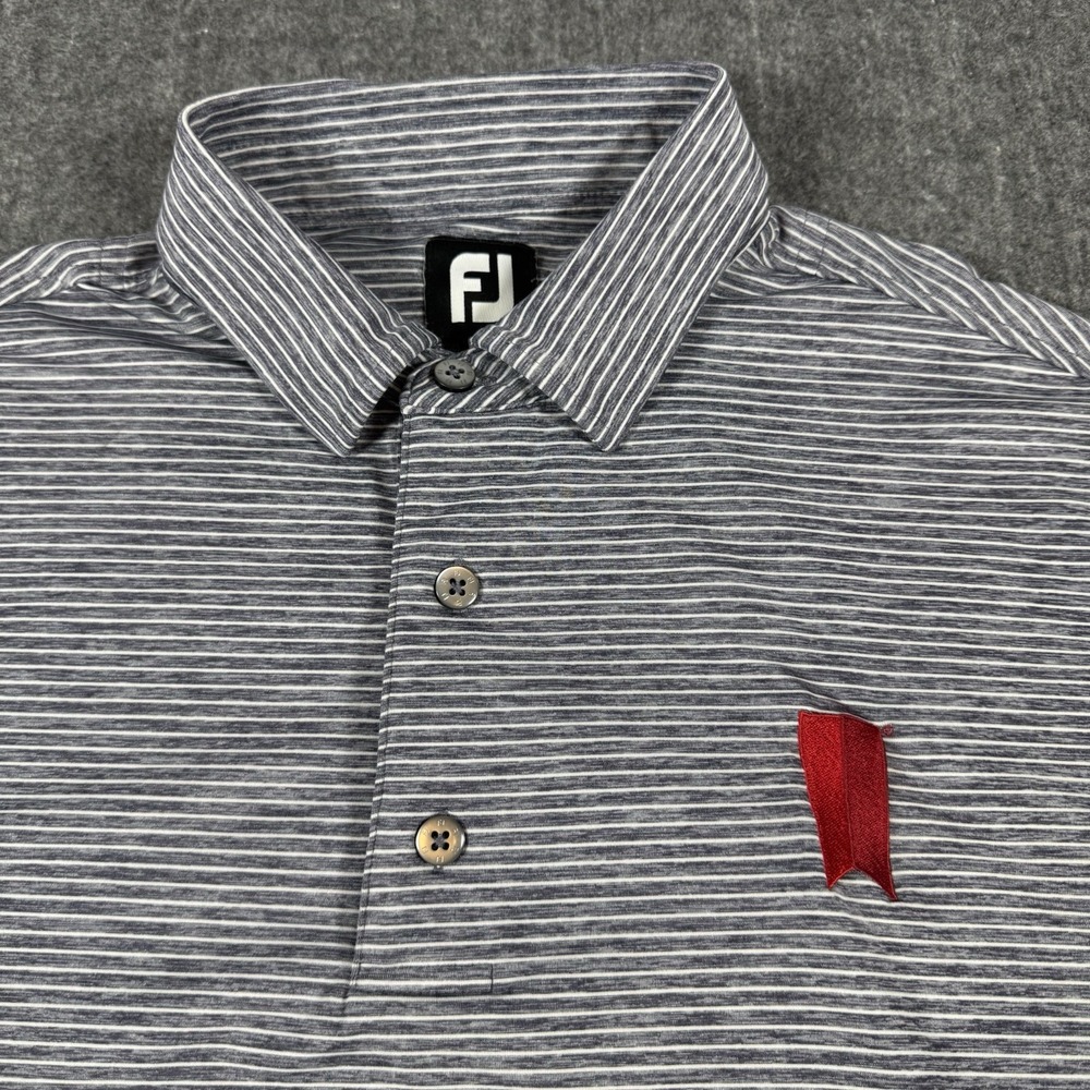 FootJoy FJ Men's M Michelob ULTRA White Gray Striped Golf Polo Shirt